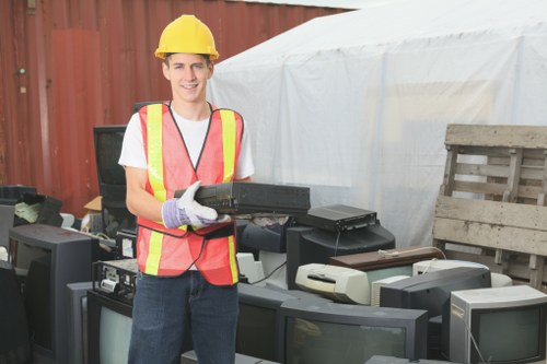 Organized office space being cleared by experts